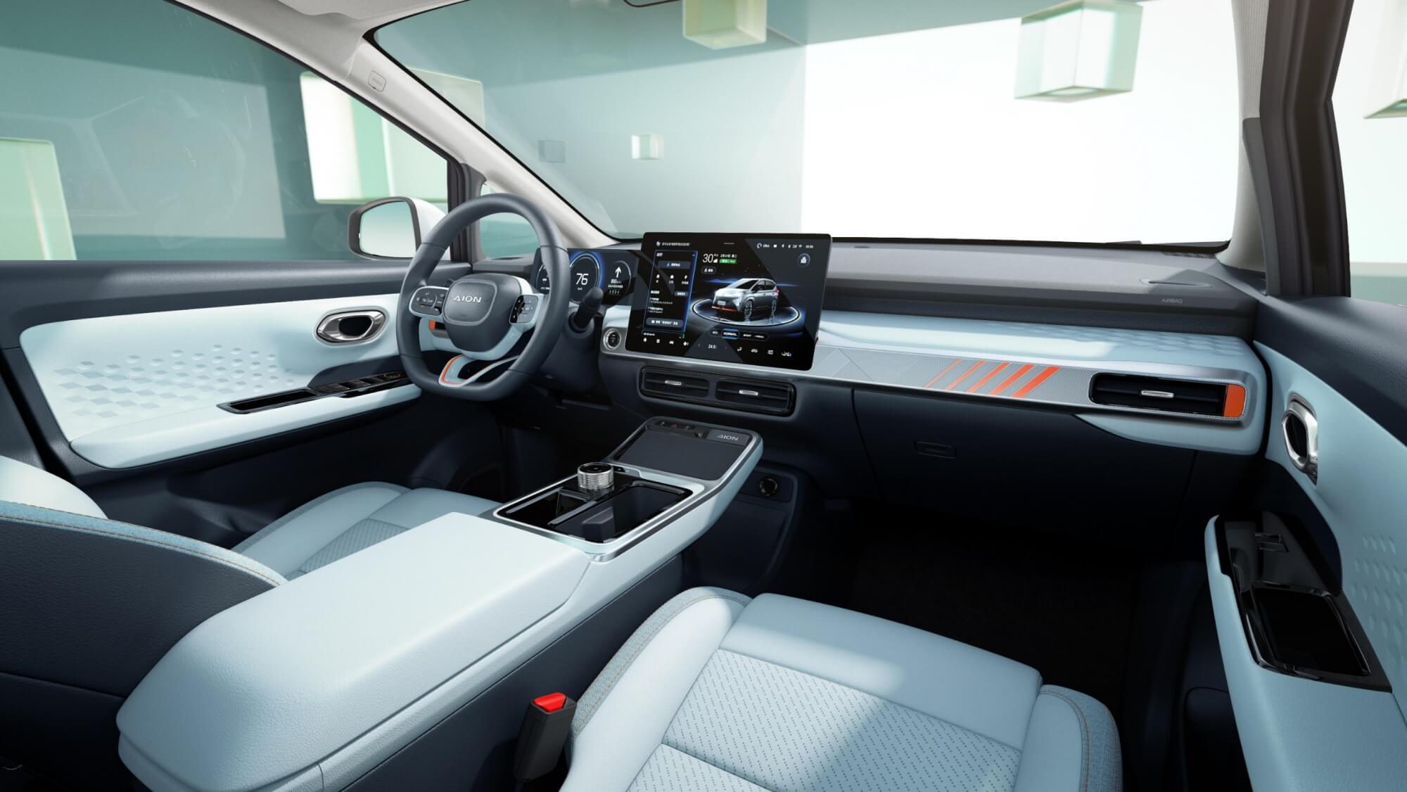 AION Y EV · Interior — Twin-screen digital cockpit · electric vehicles available in Nigeria from The Everlasting EV